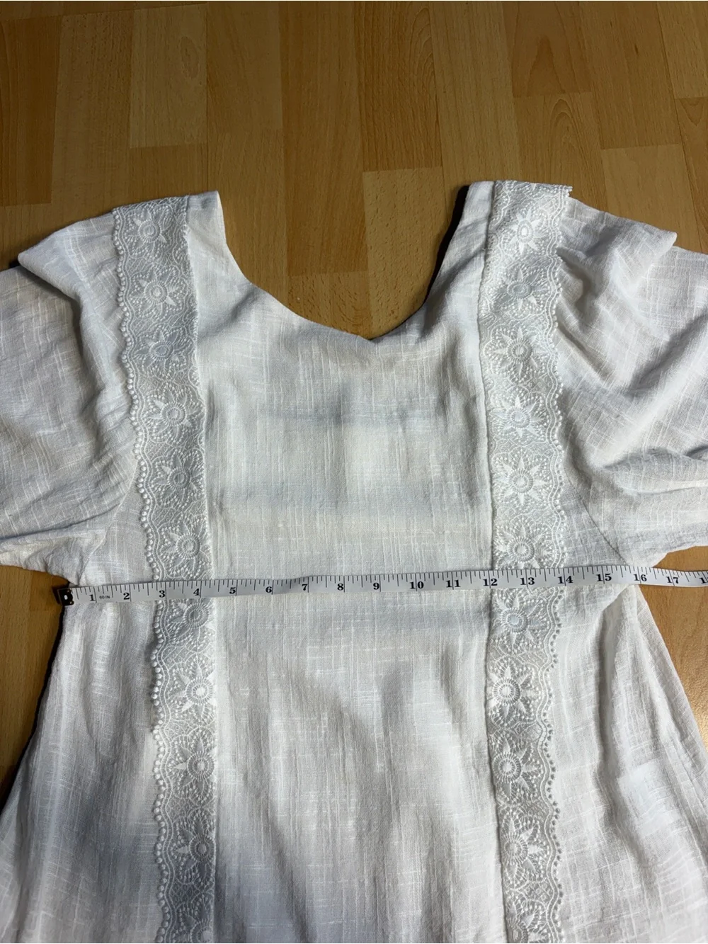 Sezane Cleo Blouse White Slub Gauze Cotton Lace Boho Parisian Coastal Breathable - Picture 12 of 15